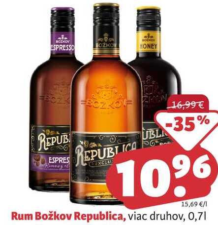 Rum Božkov Republica, viac druhov, 0,7l