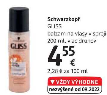 Schwarzkopf GLISS balzam na vlasy v spreji, 200 ml