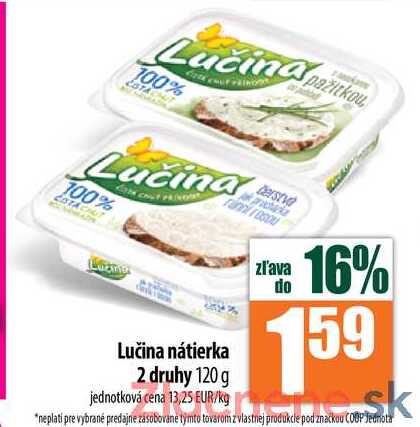 Lučina nátierka 2 druhy 120 g 