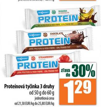 Proteínová tyčinka 3 druhy od 50 g do 60 g 