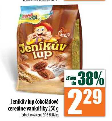 Jeníkův lup čokoládové cereálne vankúšiky 250 g
