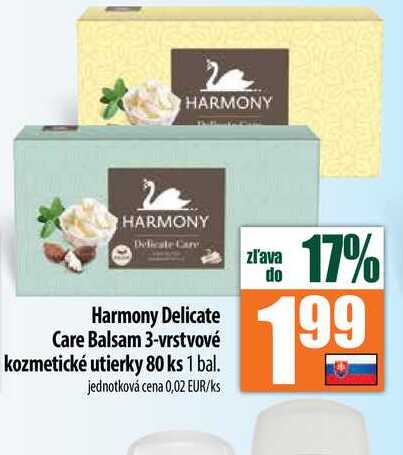 Harmony Delicate Care Balsam 3-vrstvové kozmetické utierky 80 ks 