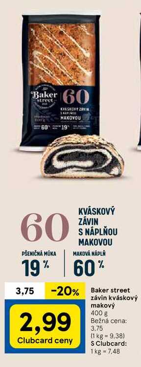 Baker street závin kváskový makový, 400 g