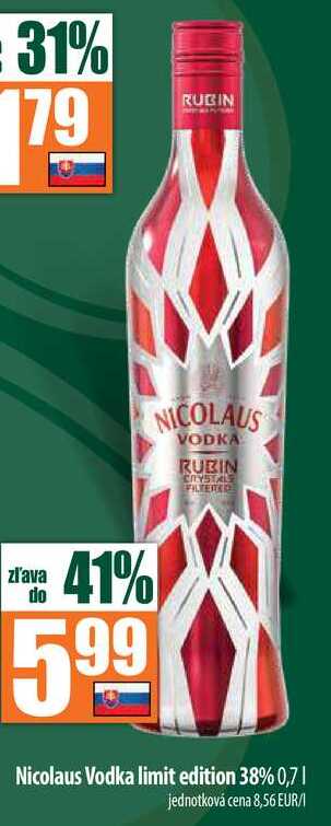 Nicolaus Vodka limit edition 38% 0,7 l