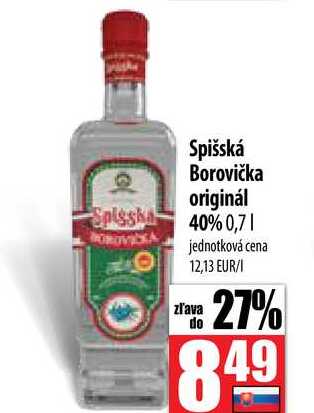 Spišská Borovička originál 40% 0,7 l