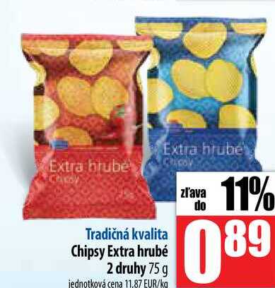 Chipsy Extra hrubé 2 druhy 75 g