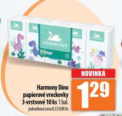 Harmony Dino papierové vreckovky 3-vrstvové 10 ks