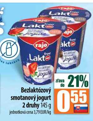 Bezlaktózový smotanový jogurt 2 druhy 145 g 