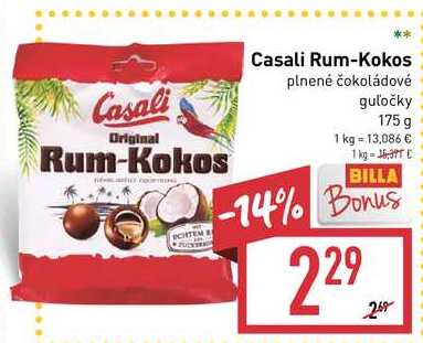 Casali Rum-Kokos Plnené čokoládové guločky 175 g