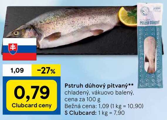 Pstruh dúhový pitvaný, cena za 100 g
