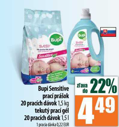 Bupi Sensitive prací prášok 20 pracích dávok 1,5 kg