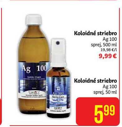 Koloidné striebro Ag 100 sprej, 50 ml
