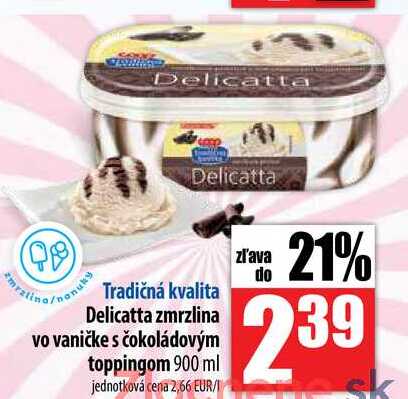 Delicatta zmrzlina vo vaničke s čokoládovým toppingom 900 ml k 