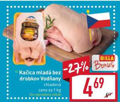 Vodňanská drůbež Kačica mladá bez drobkov chladená 1 kg