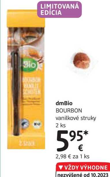 dmBio BOURBON vanilkové struky, 2 ks
