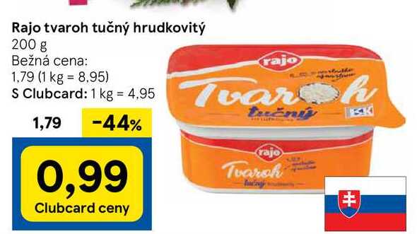 Rajo tvaroh tučný hrudkovitý, 200 g