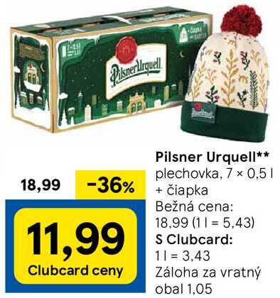 Pilsner Urquell, 7x 0,5 l + čiapka