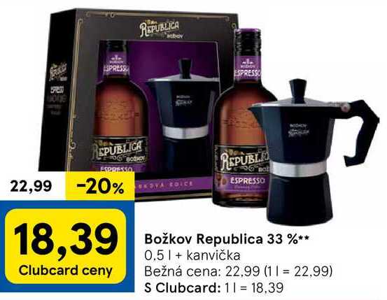 Božkov Republica 33 %, 0,5 l + kanvička 
