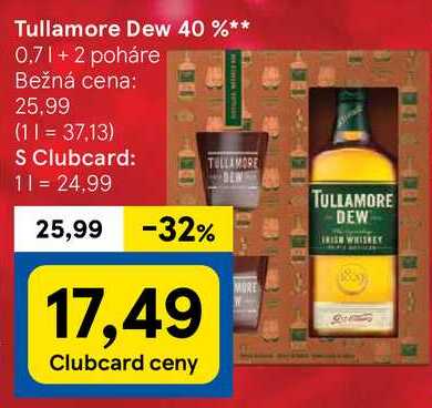 Tullamore Dew 40 %, 0,7 l +2 poháre