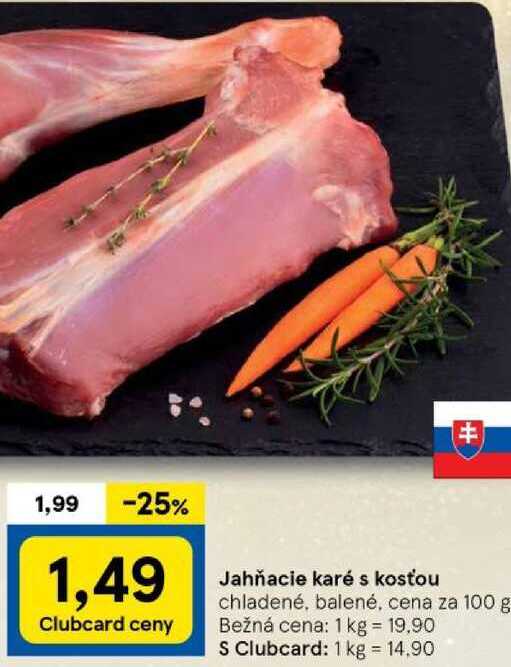 Jahňacie karé s kosťou, cena za 100 g