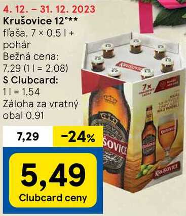 Krušovice 12°, 7x 0,5l + pohár
