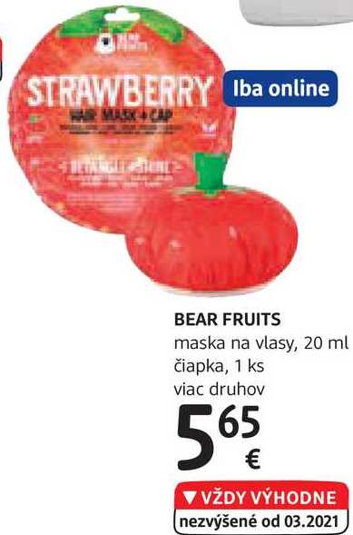 BEAR FRUITS maska na vlasy, 20 ml čiapka