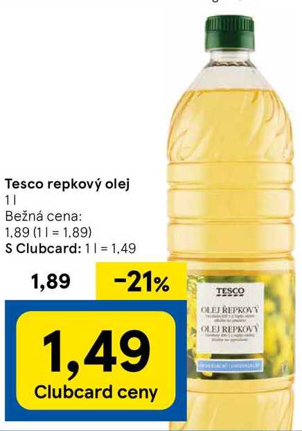 Tesco repkový olej, 1 l