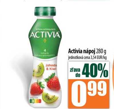 ACTIVIA Jahoda & Kiwi Activia nápoj 280 g