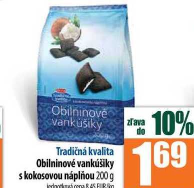 Tradičná kvalita Obilninové vankúšiky s kokosovou náplňou 200 g