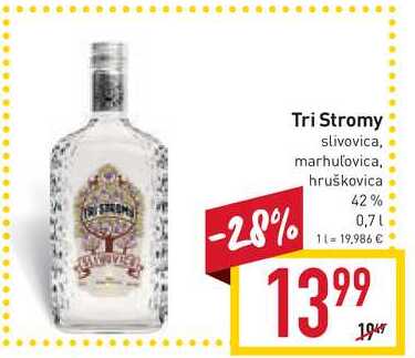 Tri Stromy pálenka 42 % 0,7 l
