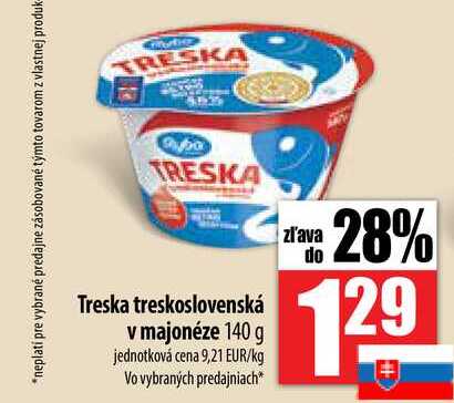 Treska treskoslovenská v majonéze 140 g