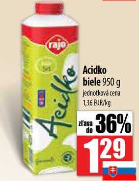 ARCHIV | Rajo Acidko biele 950ml v akcii platné do: 7.2.2024 | Zlacnene.sk