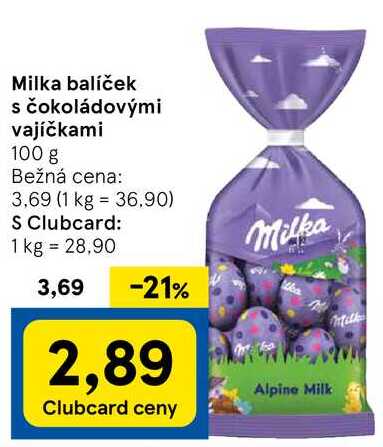 Milka balíček s čokoládovými vajíčkami, 100 g