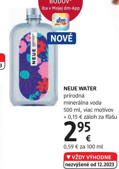 NEUE WATER prírodná minerálna voda, 500 ml