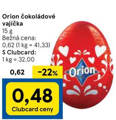 Orion čokoládové vajíčka, 15 g 