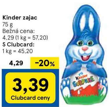 Kinder zajac, 75 g