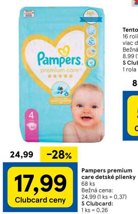 Pampers premium care detské plienky, 68 ks 