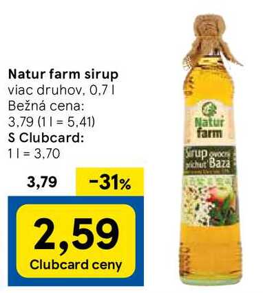 Natur farm sirup, 0,7 l