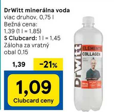 DrWitt minerálna voda, 0,75 l