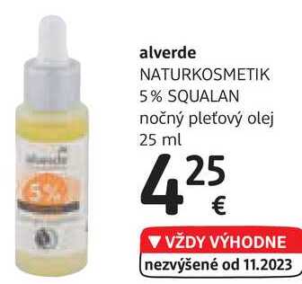 alverde NATURKOSMETIK 5% SQUALAN nočný pleťový olej, 25 ml 