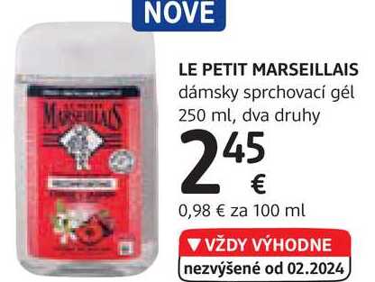 LE PETIT MARSEILLAIS dámsky sprchovací gél, 250 ml