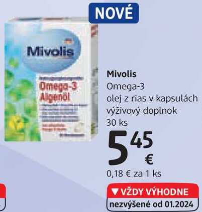 Mivolis Omega-3 olej z rias v kapsulách výživový doplnok, 30 ks 
