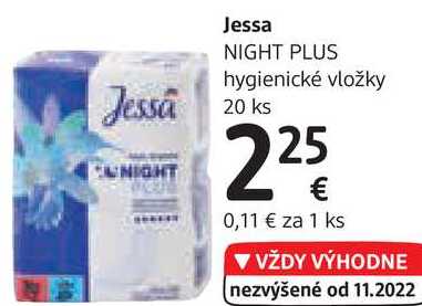 Jessa NIGHT PLUS hygienické vložky, 20 ks 