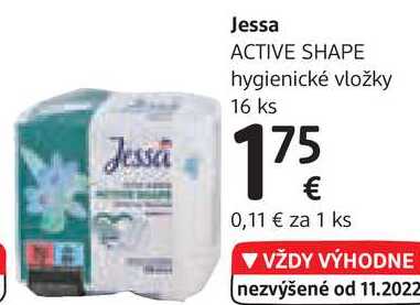Jessa ACTIVE SHAPE hygienické vložky, 16 ks 