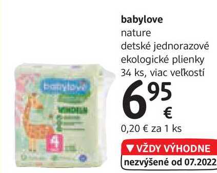babylove nature detské jednorazové ekologické plienky, 34 ks
