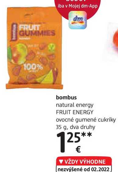 bombus natural energy FRUIT ENERGY ovocné gumené cukríky, 35 g