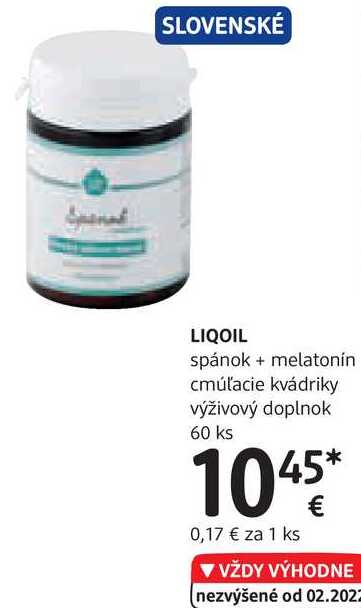 LIQOIL spánok + melatonin cmúľacie kvádriky výživový doplnok, 60 ks 