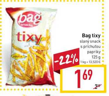 Bag tixy slaný snack s príchuťou papriky 125 g 