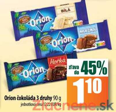 Orion čokoláda 3 druhy 90 g 