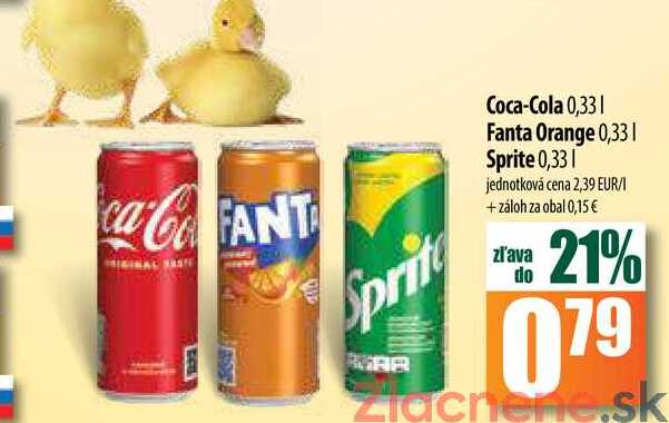 Coca-Cola 0,331 Fanta Orange 0,33 | Sprite 0,33 | 